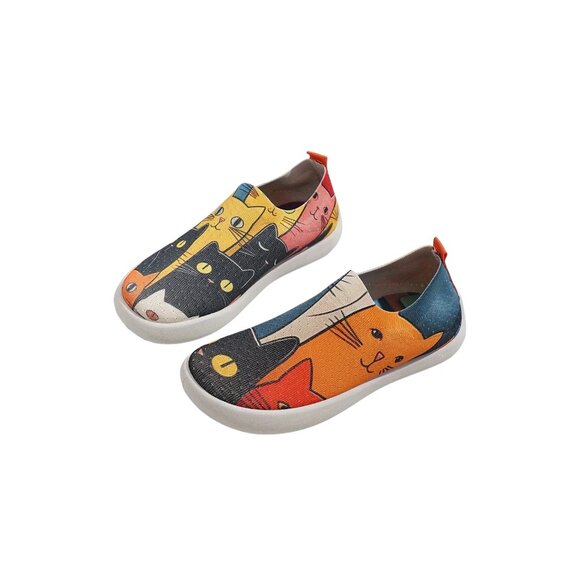 Slip-On Sneakers for Women Size 7 | Casual Lightweight Cat Pattern | Fabric - Picture 2 of 4
